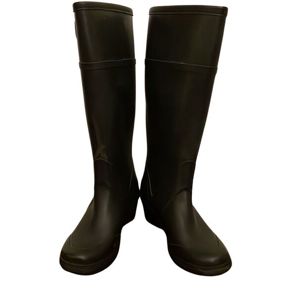 Michael Kors wedge rain boot knee high size 8 black vintage - Picture 5 of 10